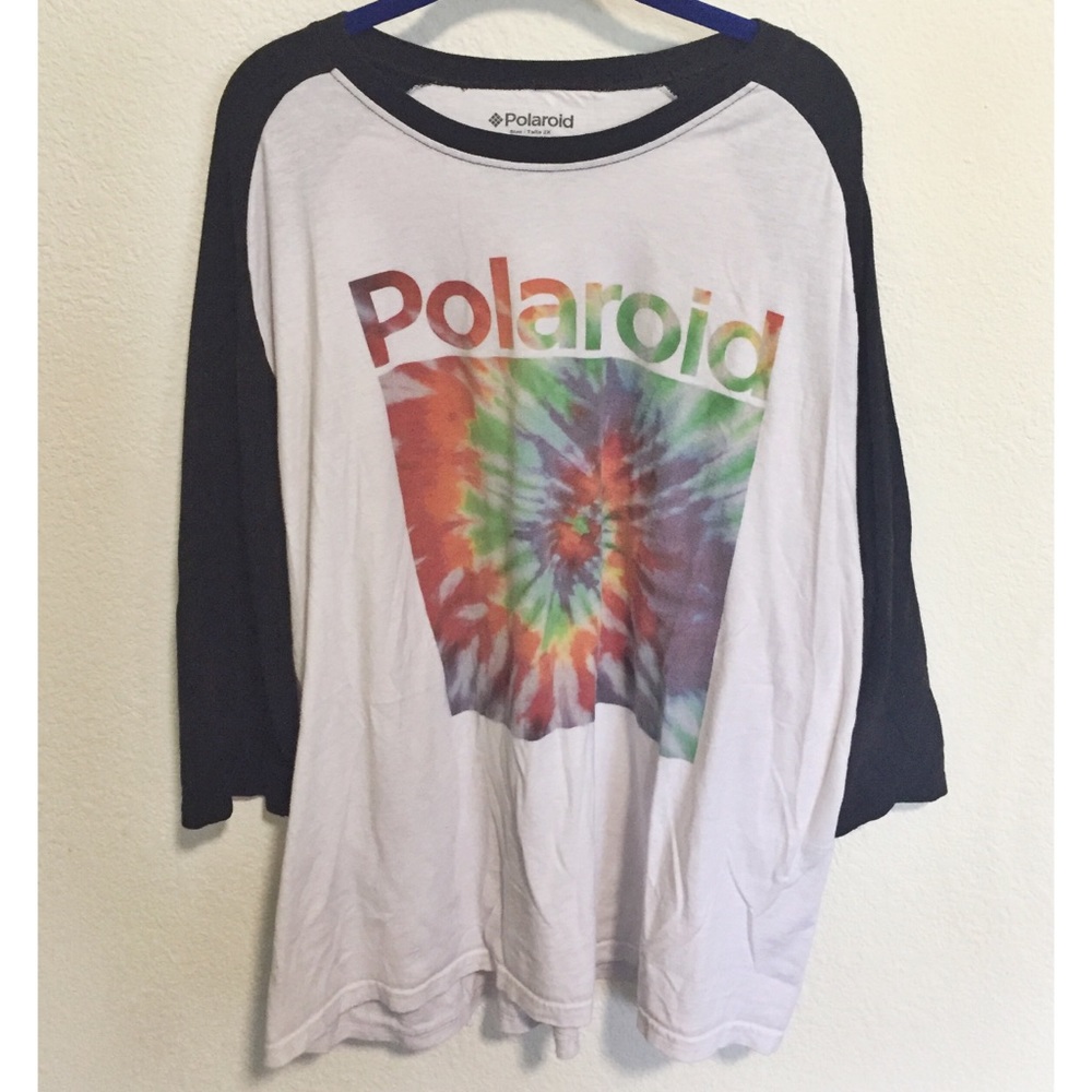 Oversized Polaroid Tie Dye 3/4 Sleeve Shirt